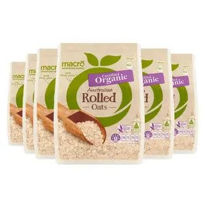 Yến Mạch Hữu Cơ Nguyên Cám Cán Dẹt, Organic Australian Rolled Oats, 100% Whole Grain (500g) - MACRO